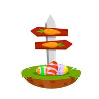 Celebration of Easter. Set of Colored painted eggs and carrot. vector