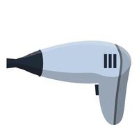 secador de pelo. aparato eléctrico para el cuidado de la cabeza. aire caliente y seco. objeto gris ilustración plana de dibujos animados vector