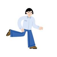 Business character. Woman in a shirt run. Hurry and tardiness. Trendy flat cartoon illustration