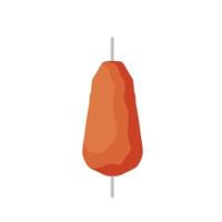 Kebab on stick. Cooking shawarma. vector