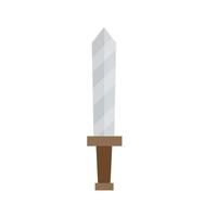 Ancient sword. Sharp blade with brown handle. A short blade. vector