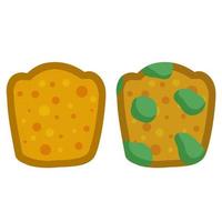 Bread with mold. Incorrect storage of the product. Fungus and rot. vector