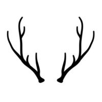 Horn of deer or elk. Hunting trophy. Black and white silhouette vector