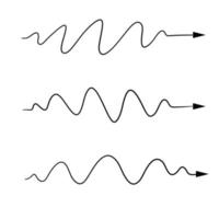 Wavy line. Set of curved and sinuous arrows vector