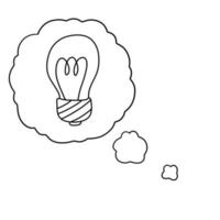 Light bulb. Bubble cloud with thoughts and idea. Mind and electric lamp vector