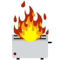 Broken toaster. Damaged home appliance. Element of kitchen things vector