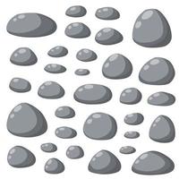 Set of gray granite stones of different shapes. Element of nature vector