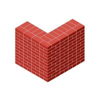 Red brick wall of house. Element of building construction. vector