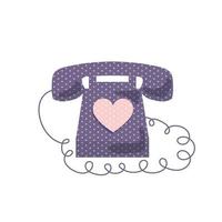 Vector cute image of a retro phone on an isolated white background.