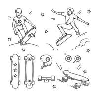 Set of skateboard contours on an isolated white background. Vector. vector