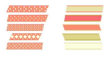 Set of colorful short washi tapes with various patterns. vector