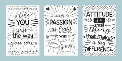 Three lettering posters. Perfect for print or web. vector