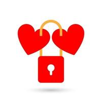 Love Lock. Two hearts locked together. vector