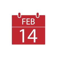 Calendar 14 February. Valentine's day holiday. vector