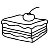 Cherry Cake. Vector illustration. Linear hand drawing doodle