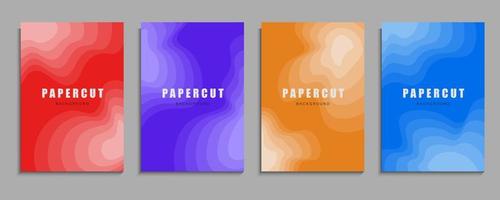 conjunto de fondo de estilo de corte de papel de ondas líquidas de colores mínimos, se puede utilizar para banner, póster, presentación o plantilla de portada vector