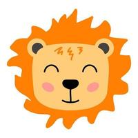 Cute hand drawn lion for kids poster isolated on white background. Funny cartoon lion icon. Vector doodle illustration for posters, cards, t-shirts, textiles, kids book, greeting cards, kids games