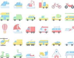 iconos de transporte ilustración vectorial vector