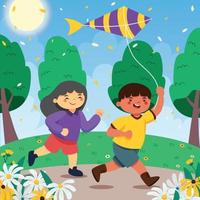 Children Playing Together at the Park vector