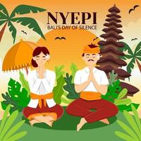 People Praying on Nyepi Day of Silence vector