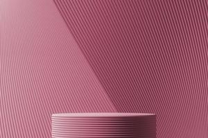 The podium on abstract gradient and wave lines pacific pink background. for product presentation. 3d rendering photo