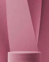 The podium on abstract gradient and wave lines pacific pink background. for product presentation. 3d rendering photo