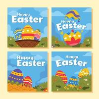 Decorated Eggs on Easter Day Social Media Posts vector