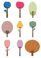 Set, collection of fruit trees and bushes. Flat style. Isolated vector illustration.
