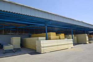 open warehouse with sandwich panels with styrofoam photo