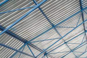metal roof construction of an industrial facility, inside view photo