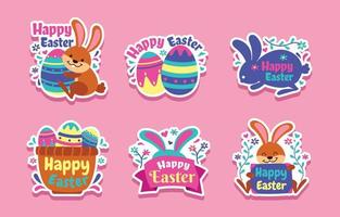 Easter Egg and Rabbit Sticker vector