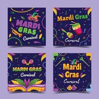 conjunto de redes sociales de mardi gras vector