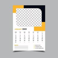 plantilla de calendario de pared 2022, feliz año nuevo 2022 vector