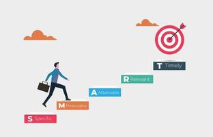 Smart goals concept. Setting target for success in life and business vector illustration