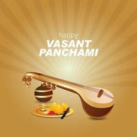 vasant panchami, también escrito basant panchami, es un festival vasant panchmi con veena vector