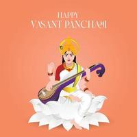 vasant panchami, también escrito basant panchami, es un festival vasant panchmi con veena vector