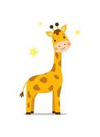 Cute baby giraffe. Vector illustration drawn in cartoon style