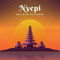 saludo de ilustración nyepi. diseño del día del silencio de bali vector