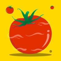 tomates frescos al estilo plano. comida vegetal saludable, vector libre de ilustración natural