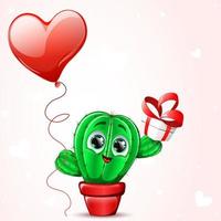 CACTUS with balloon heart vector