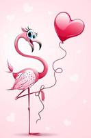Flamingo Valentine with balloon