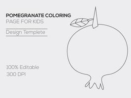 POMEGRANATE COLORING  PAGE FOR KIDS vector