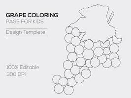 pagina para colorear de uvas para niños vector