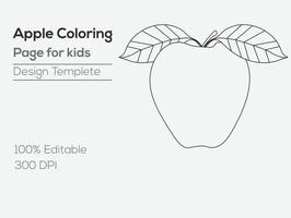 Apple Coloring  Page for kids vector