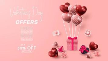 Valentine's day 3D product presentation for banner, advertising, and business. vector illustration