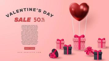 Valentine's day 3D product presentation for banner, advertising, and business. vector illustration