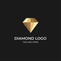 3d diamond shape gold logo vector template