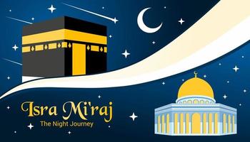 Isra Mi'raj The night journey Prophet Muhammad. Vector illustration for template, poster, flyer or background