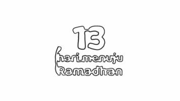 13 tage bis ramadan - 13 hari menuju ramadhan bleistiftskizze illustration looping video