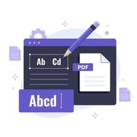 concepto de diseño de ilustración de documento de edición de pdf vector